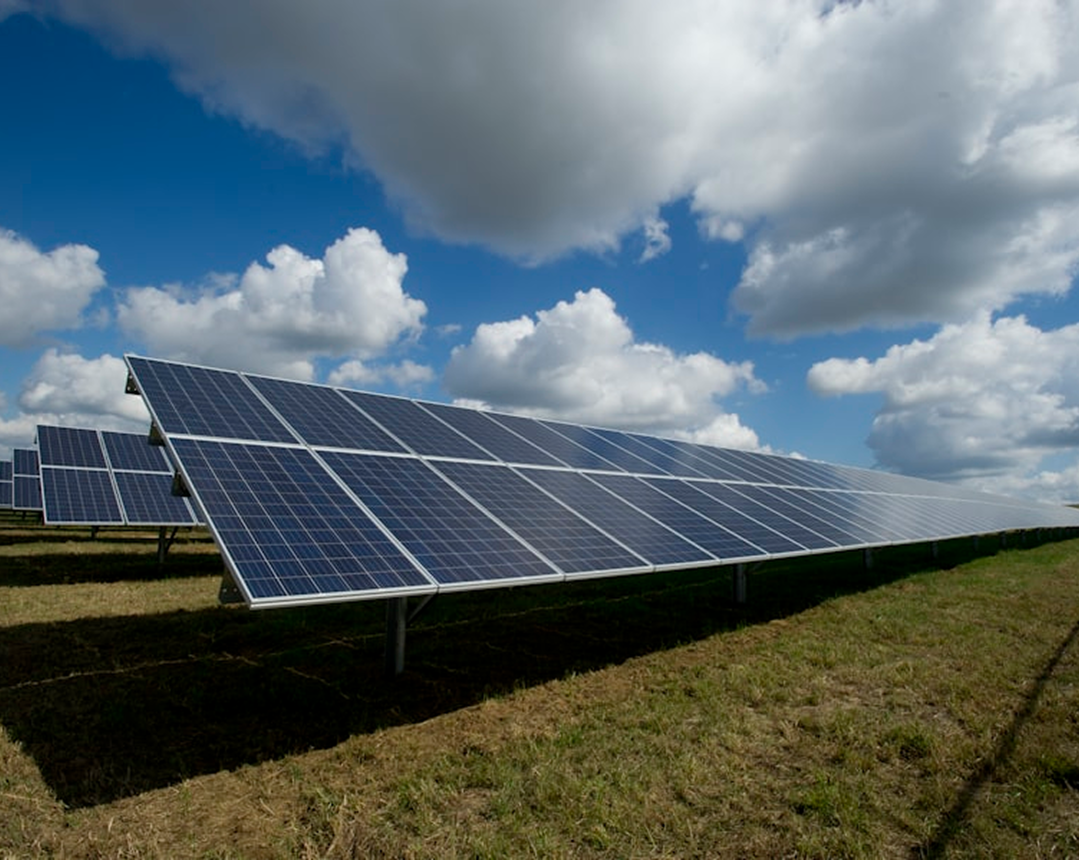 Solar panels representing sustainable energy